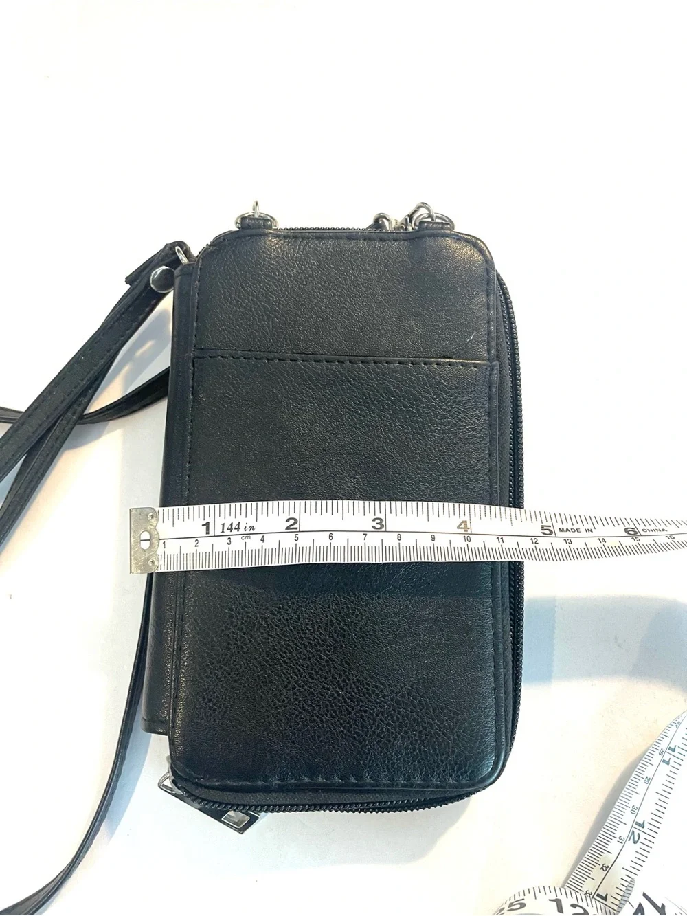 NWOT: Black Leather Crossbody Phone Bag